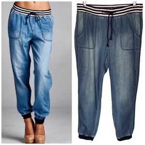 Designed by Special A Los Angeles - Drawstring Denim Joggers - Size Large NWT